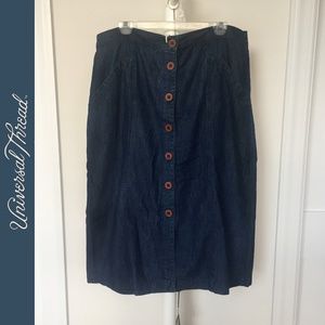 Denim Button Midi Skirt